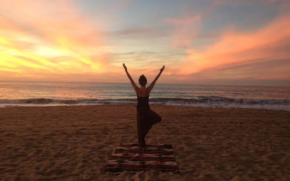 yoga at sunset in San pancho, Mexico