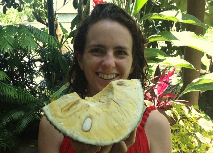 Victoria and a jack fruit